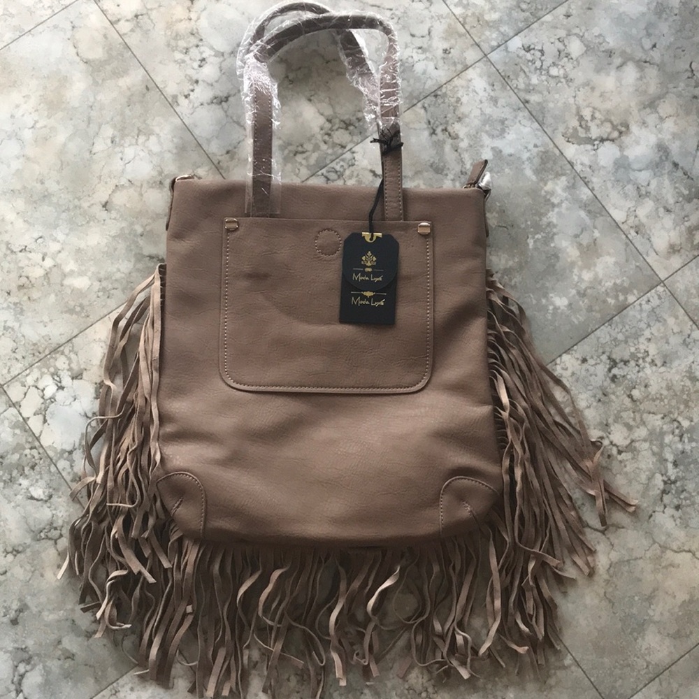 Genuine Leather Fringe Tote